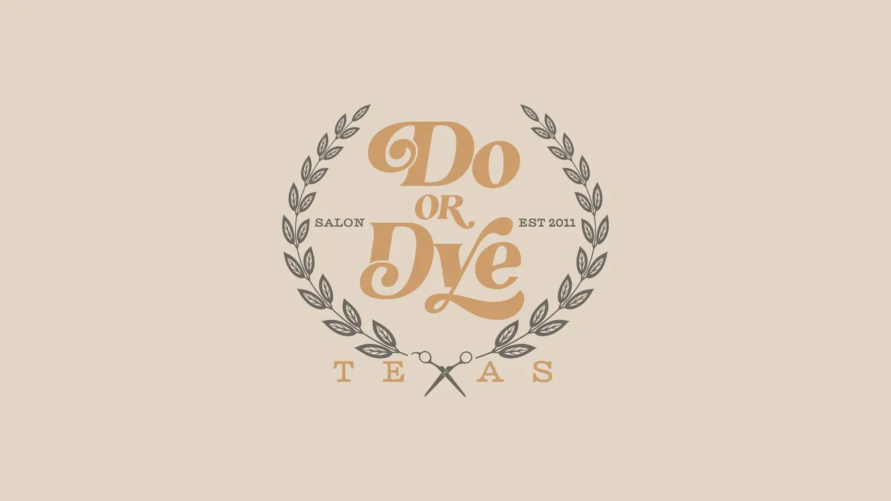 The Do or Dye script wordmark inside a laurel, on a sand-colored ground.